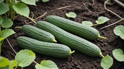 Obraz premium Green Freshness Vibrant Cucumber Plants Closeup