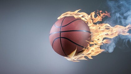 basketball on fire isolated on a black background