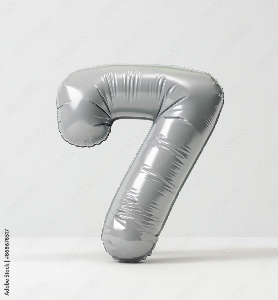 Fototapete ai generated photo with inflatable light gray color number 7. minimalistic balloon isolated on a whi