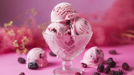 Dates ice cream in a zombie glass fuchsia background