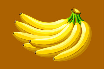 A Bunch of Ripe Yellow Bananas. A Vector Illustration.