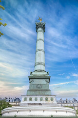 Obraz premium Paris, place de la Bastille, column with statue of the golden angel