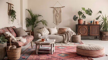 Boho Chic Living Room, simple and comfortable design