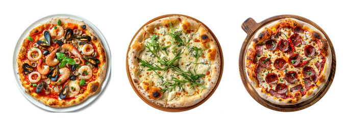 Seafood Pizza, Pizza Ai Frutti Di Mare with Squid Rings, Mussels and Shrimps with Tomato Sauce