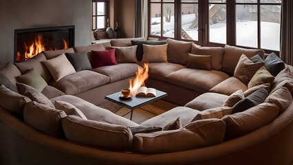 Fototapeta premium Living room with big sofa