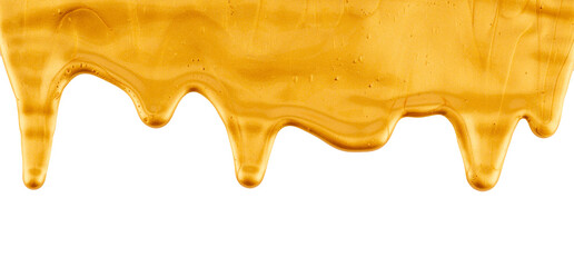liquid golden paint dripping on transparent background