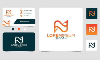 Letter N logo icon company sign vector design with brand business card
