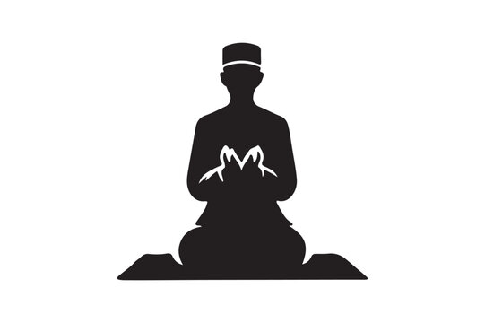 black silhouette praying muslim man