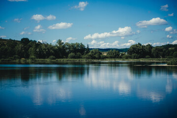 Fototapeta premium lake and mountains on the horizon