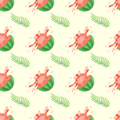 Seamless Pattern Abstract Elements Fruits Food Watermelon Vector Design Style Background Illustration Texture For Prints Textiles, Clothing, Gift Wrap, Wallpaper, Pastel