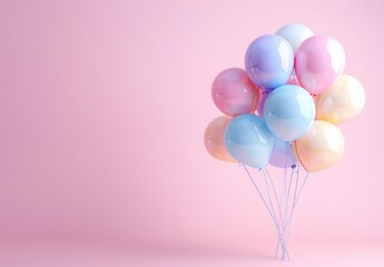 Pastel Balloons on Pink Background Minimalist Photography