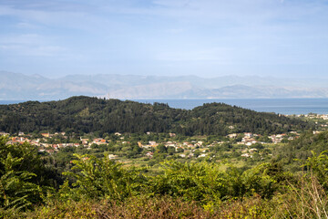 Fototapeta premium Fresh nature and a village, Corfu, Greece