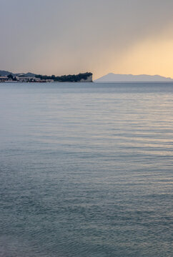 Calm sea and island Othonoi, Greece