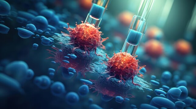 Nanoparticle therapy session, patient undergoing a noninvasive treatment with nanoenhanced drugs targeting cancer cells