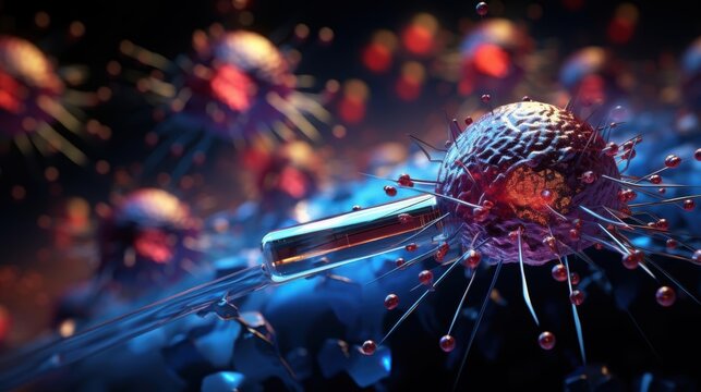 Nanoparticle therapy session, patient undergoing a noninvasive treatment with nanoenhanced drugs targeting cancer cells