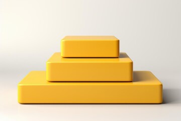 Pastel yellow soft rectangular podiums on a crisp white background, cheerful and soft