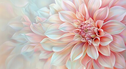A pink and white flower with petals on a blue background in a closeup view