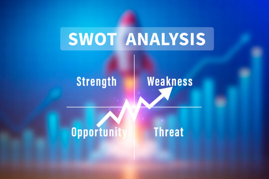 SWOT analysis concept, swot analysis strategy diagram, Strength and weakness, Opportunity and Threat, Teamwork brainstorming vision and goal for background.