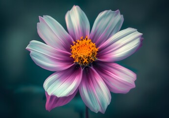 Pink and White Cosmos Flower Close-Up
