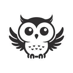 Owl vector illustration, Silhouette of an owl black and white. Owl on a branch.