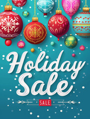 Festive Holiday Sale Poster with Ornaments