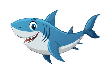 Cartoon funny shark isolated on vector art
