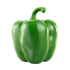 Fresh green bell pepper isolated on white background, perfect for culinary and food photography.