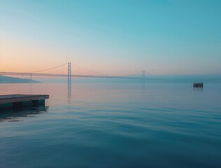 Cobbler's Bridge Lisbon Dawn Calm Sea