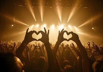 Concert Crowd Making Heart Shapes With Hands