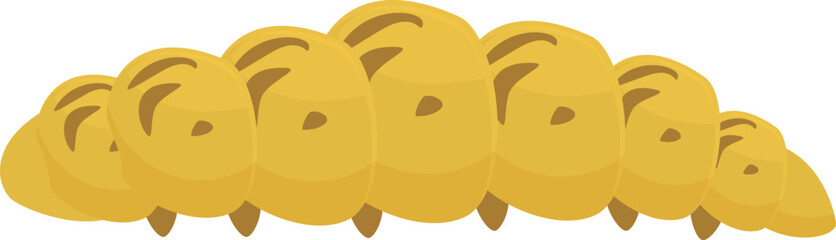 Yellow caterpillar crawling icon, cartoon style