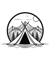 Mountain logo design concept idea, mountain silhouette icon vector set for logo, hike, travel illustration sign collection. camping symbol.