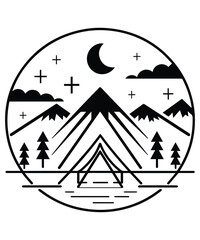 Obraz premium Mountain logo design concept idea, mountain silhouette icon vector set for logo, hike, travel illustration sign collection. camping symbol.