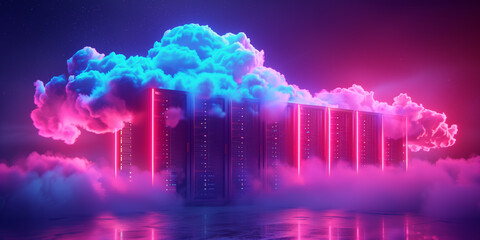 Fototapeta premium 3D rendering of Cloud computing, network, technology concept