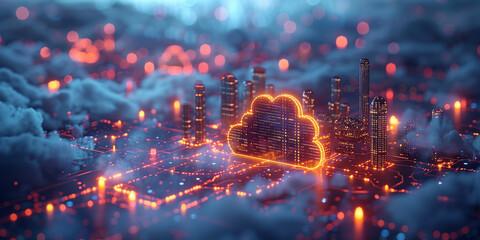 Obraz premium 3D rendering of Cloud computing, network, technology concept