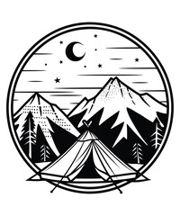 Mountain logo design concept idea, mountain silhouette icon vector set for logo, hike, travel illustration sign collection. camping symbol.