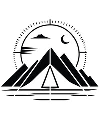 Mountain logo design concept idea, mountain silhouette icon vector set for logo, hike, travel illustration sign collection. camping symbol.
