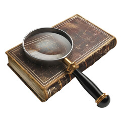 Vintage magnifying glass on an old book. A perfect concept for research, mystery, history, and discovery themes in stock photography.