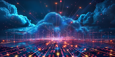 3D rendering of Cloud computing, network, technology concept