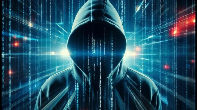 Hacker background with binary code streaming down
