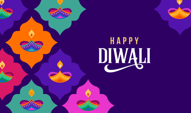 Diwali festival poster, Diwali Sale banner, Diwali background design with lights, peacock, lanterns, candles and flowers