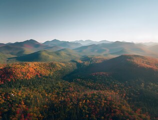 Adirondack Mountains Autumn Aerial View