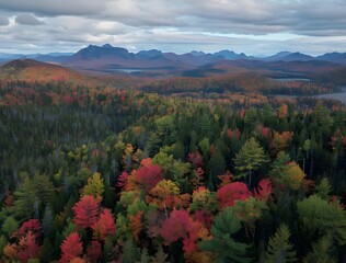Adirondack Mountains Autumn Aerial Photography