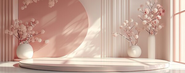 Podium background display featuring minimalist design, soft hues, and modern elegance.