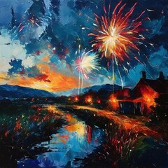 fireworks over the river