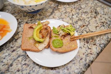 fired fish and avocado sandwich