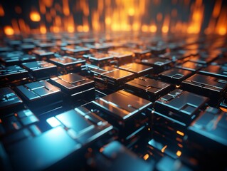 Obraz premium Perspective grid abstract retro background