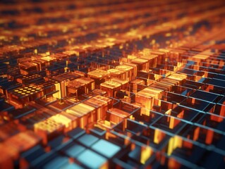 Obraz premium Perspective grid abstract retro background