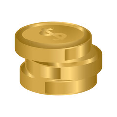 Dollar. Vector 3d dollar gold coin. Gold money