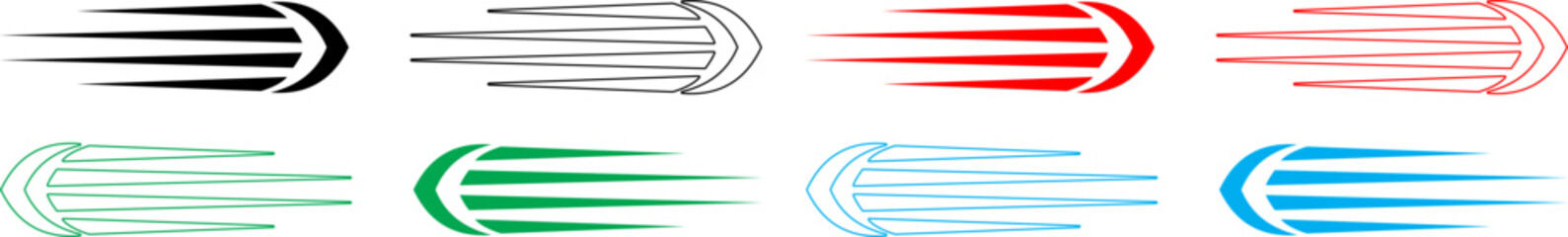 Arrow dynamic symbol. Speed, fast arrows symbols set. Speed arrow icon logo design vector template. Arrow dynamic elements.