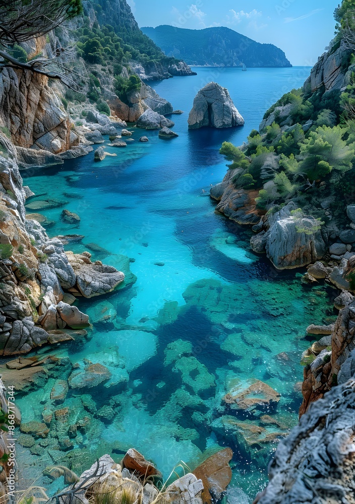 Canvas Prints amazing blue water in the rocky bay